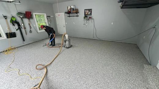 Flake Floor Installation in Progress